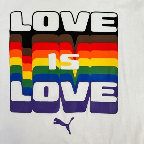 Puma Love Is Love LGBTQIA Pride Tee Shirt White Large Short Sleeve - Picture 4 of 7